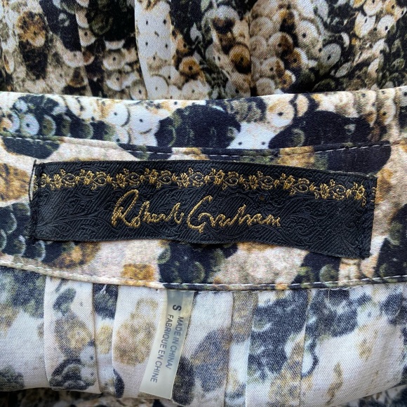 Robert Graham 100% silk leopard print sequins detail blouse balloon sleeves - Picture 9 of 16